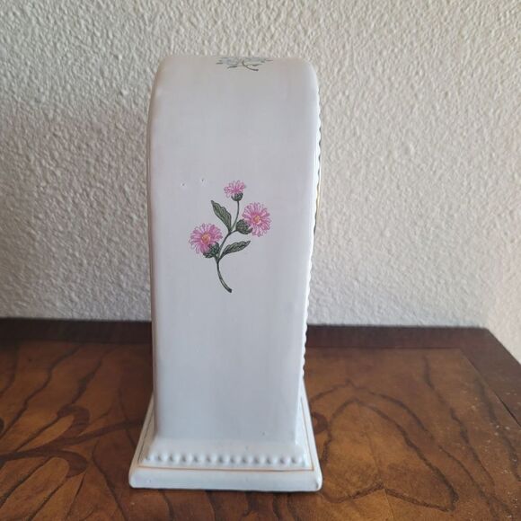 PS limited edition 1994 vintage 90s ceramic white cream floral shelf clock analo - Picture 6 of 6
